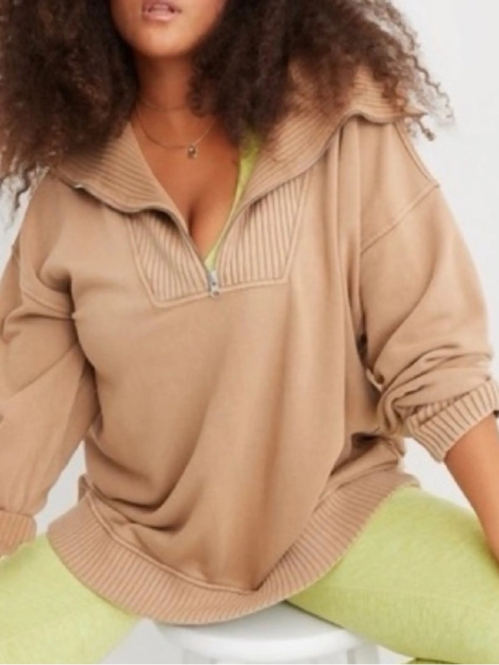Aerie Down To Earth Quarter Zip Sweatshirt